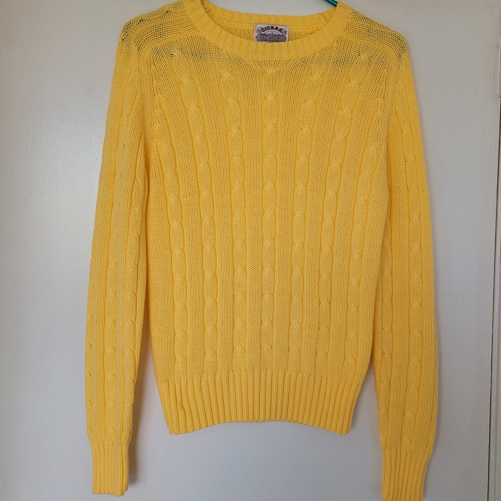 Women's Vintage Vibrant Yellow Cable Knit Sweater